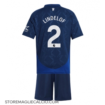 Manchester United Victor Lindelof #2 Maglia Gara Trasferta Repliche 2024-25 Bambino
